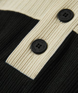 ニットラグビースウェットシャツ/Knit Rugby Sweatshirt T76 beige&black
