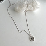 パールキュービックニットスマイルコインハンドメイドネックレス/mmi Silver 925 Pearl Cubic Kit Smile Coin Handmade Necklace