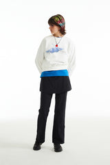 チェリープラネットグラフィッククロップスウェットシャツ / CHERRY PLANET GRAPHIC CROP SWEATSHIRT [WHITE]