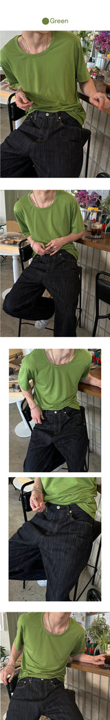 [BASIC ITEM] Eco u neck half t-shirts(5color)
