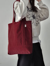 Corduroy simple line bag - autumn red