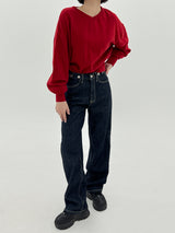 ローボタンブラッシュデニムパンツ/no.256 raw button brushed denim pants