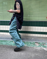 No.0150 color washing denim wide PT