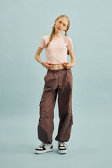 スモールチェリークロップ丈のTシャツ／SMALL CHERRY CROP T-SHIRT [SALMON PINK]