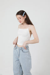 バックスリットクロップスリーブレス / Back Slit Crop Sleeveless White