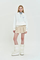 CHERRY ARCH CROP HALF ZIP UP [WHITE]