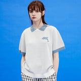 ドルフィンカラーハーフスリーブニット/Dolphin collar half sleeve knit