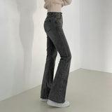 One-Button Whisker Washed Jeans