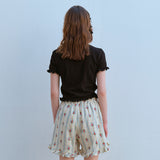 レースヘムハーフスリーブTシャツ / LACE HEM HALF SLEEVE TEE, BLACK
