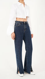 ワイドフィットスリットデニムパンツ / WIDE FIT SLIT DENIM PANTS [16627]