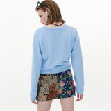 Finger Hole Ribbon Cardigan [Blue] (6612250656886)
