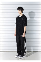 チェックボードメッシュニットハーフシャツ/CHECKERBOARD MESHED KNIT HALF SHIRTS