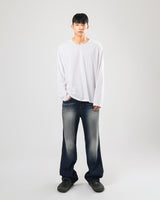 UネックシルケットロングスリーブTシャツ/U neck silket long sleeve 2color
