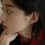 14K goldfilled hook balck pearl earring (6679730651254)