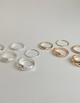 [5 set] matte bold simple ring set / 2 color / glossy daily layering