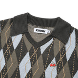 スモールチェリーアーガイルカラーニット／SMALL CHERRY ARGYLE COLLAR KNIT [GRAY CHARCOAL]