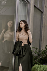 ドレープジャージートップス/DRAPE JERSEY TOP_BEIGE