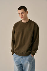 LETTERING LOGO BASIC SWEATSHIRT - KHAKI