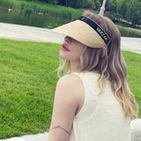 Organic band raffia sun visor Black