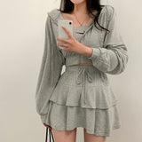 [Bellide made] skirt + hooded zip-up set