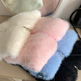 Angora hood knit zip-up