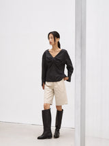 PINTUCK POINT BLOUSE [ CHARCOAL ]