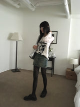 Koga see-through printed boat neck knit t-shirt