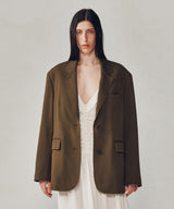 OVERFIT CUT OFF BLAZER [BROWN]
