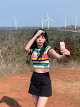 Pop stripe knit T 