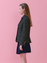 STUDENT FIT TWEED JACKET_BLACK (6612506869878)