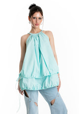 ポケットバルーンミニドレス / POCKET BALLOON MINI DRESS (AQUA)