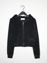 ベルベット クロップ フード ジップアップ / Velvet Crop Hood Zip Up (4color)