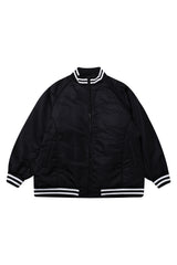 BOLD LOGO LONG VARSITY JACKET_BLACK