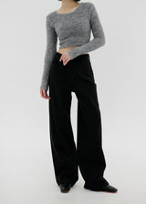 UネックファークロップTシャツ/U Neck Fur Crop T-shirt (4color)