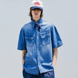 ウォッシュドデニムウェスタンシャツ / WASHED DENIM WESTERN SHIRT BLUE