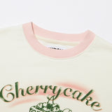 チェリーケーキグラフィックポイントスウェットシャツ／CHERRY CAKE GRAPHIC RIB POINT SWEATSHIRT [IVORY]