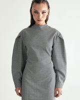 MOCK NECK STRING MINI ONEPIECE - HOUND TOOTH BLACK (6635994906742)