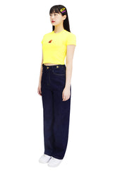 90sベアクロップスパンショートスリーブTシャツ/90s bear crop span short sleeve t-shirts (yellow)