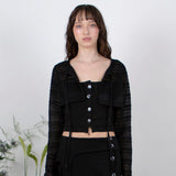 ラッフルスリーブボレロカーディガン / RUFFLE SLEEVE BOLERO CARDIGAN - BLACK