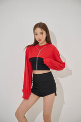 Yネックレス長袖クロップTシャツ/Y Necklace Long Sleeve Crop Tee(9187)