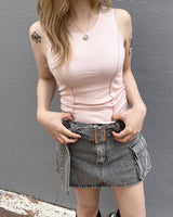 レイヤードリブノースリーブ / layered ribbed sleeveless