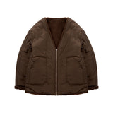 [UNISEX] Reversible Faux Fur Cardigan Coat (Dark Brown) (6656668106870)