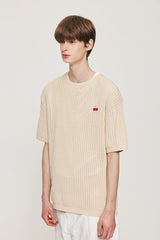 スモールチェリーニット半袖Tシャツ / UNI SMALL CHERRY SHORT SLEEVED KNIT KS [BEIGE]