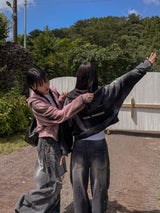 ブースティングタイダイダメージワイドデニム