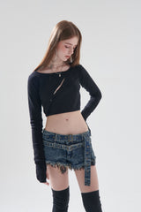 ストーンショートデニムパンツ / STONE SHORTS