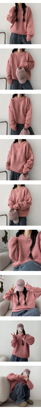 Songi Thick Warm Punching Round Knitwear