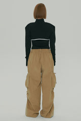 POCKET SHIRRING WIDE PANTS / BEGIE