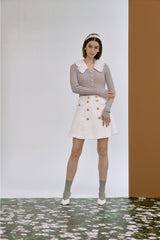 Lace collared cardigan (SET) 