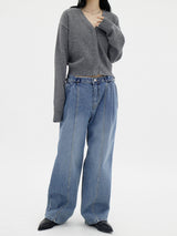 ユニセックスボタンデニムパンツ/Unisex button denim pants
