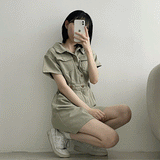 ラトコットンウォッシングポケットショートスリーブドレス / Rato Cotton Washing Pocket Short-sleeved Dress